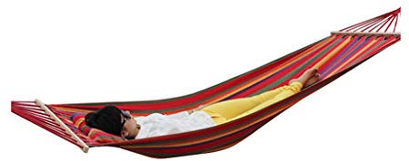 PIAOLING Outdoor Indoor Hängematte Menschen mit Holzstäben mit Kissen Dicke Leinwand Hängematte Schaukel mit Stoffbeutel (Color : Red)