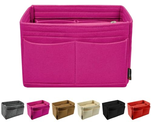 OMYSTYLE Purse Organizer Insert, Felt Tote Bag Organizer Insert with 5 Sizes, Handbag Dividers for Inside Purse, Compatible with Longchamp, Neverful, Speedy and More, Rose, Reg M