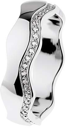Ernstes Design Ring R557 evia Edelstahl poliert Zirkonia 6 mm Vorsteckring