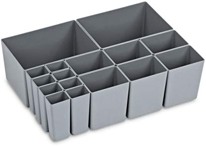 aidB NextGen Einsatzkasten Set 2+6+8 Kästen, 400 x 300 x 120 mm, ideal als Einsatz für Schubladen und NextGen Euroboxen Grau