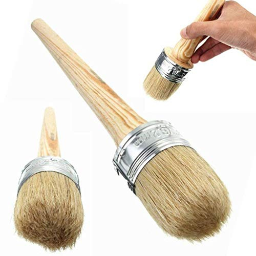 Artibetter Round Paint Wax Brush Large Round Head Paint Brush with Natural Bristles for Furniture Waxing Stencilling and Wood Restoration Ergonomic Handle for Crevices and Smooth Finish 9.84in