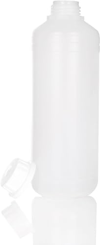 BenBow - HDPE Kunststoffflasche 10x 1000 ml mit Schraubverschluss und Skala für sichere Aufbewahrung von Flüssigkeiten und Chemikalien - ideal für Haushalt - Labor und Industrie Farben - Öl & Kleber
