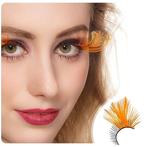 Dorisue Halloween Wimpern Kürbis Orange gefärbte Wimpern Wimpern Verlängerungen Cosplay Wimpern Halloween gefälschte Wimpern p26