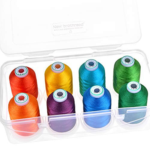New brothread - 18 Optionen - 8 Schnappen Spulen von 1000m jeder Polyester Maschine Stickgarn mit Klarer Kunststoff Aufbewahrungsbox für Stickerei & Quilten - Fruit&Garden