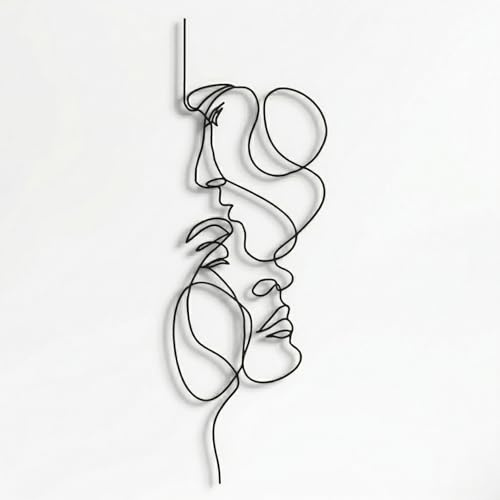 DEKADRON Love Line Wandkunst, 2-seitige Wandkunst aus Metall, minimalistische Kunst, geometrische Kunst, Geschenkidee für Liebhaber (42 x 118 cm)