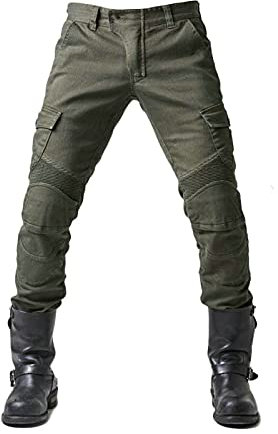 Intenst Pantalon de Moto pour Homme avec Doublure Amovible Protection intérieure Jeans de Moto Respirant Résistant Motorcycle Biker Pants,Vert,XL