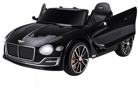 HOMCOM Macchina Elettrica per Bambini Bentley GT 6V, con Doppi Motori, Auto Elettrica per Bambini con Telecomando, Clacson, Suoni, Fari e 2 Portiere Apribili, 2.5-5 km/h, per 3-5 Anni, Nero