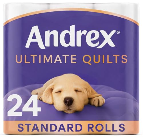 Andrex Ultimate Quilts Toilet Tissue 24 Rolls, Air Pocket Technology for Soft, Thick Sheets - 4 Quilted Toilet Rolls x 6 Packs, FSC Certified