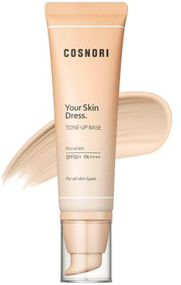 COSNORI Your Skin Dress Tone up Base – Conceal Pores & Blemish – Tone Correcting Makeup Base with Niacinamide – K Beauty – Porcelain Color for Cool & Warm Tone, 1.69 fl.oz