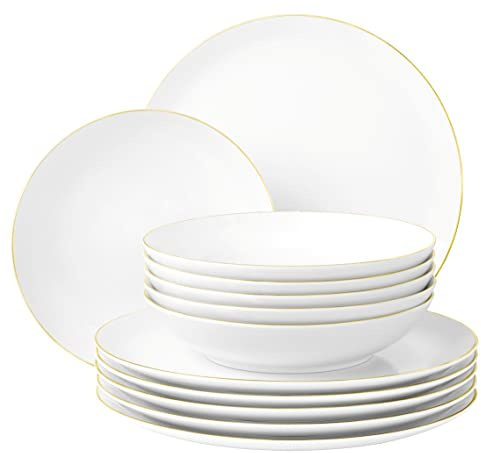 Tafelservice 12-teilig Liberty Goldrand