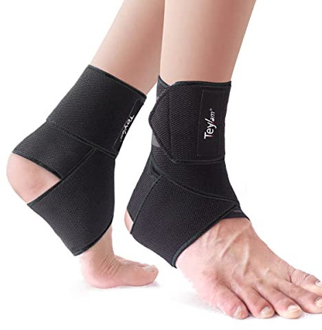 Teylam Fascia per caviglia regolabile, cavigliera flessibile, ultra sottile, per corsa, calcio, caviglia destra e sinistra (nero, 2 pezzi)