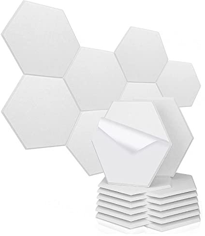 VVLXRIC Akustikbilder Schalldämmung Geräuschreduzierung Selbstklebend Akustikpaneele Hexagon-Mode Schallschutz Tapete für Decken,Tür,Wanddekoration und Akustische Behandlung 12 Stück