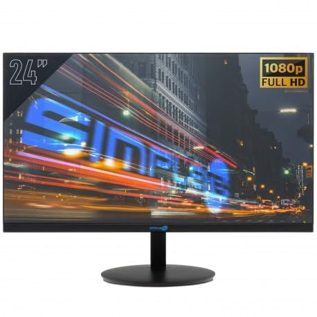 SIMPLETEK Monitor 24 Full HD-Högtalare Inbyggda IPS-Panel WLED | VESA 75x75 mm HDMI VGA Audio-in 3,5mm | Kontoret Hem Skolan