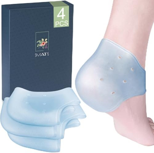 SMATIS Fersensporn bei Plantarfasziitis, 4 Stück Fersenpolster für Fersenschmerzen, Achillessehnenentzündung, Knochensporn, schmerzende Füße, lindert Schmerzen