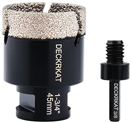 Diamond Hole Saw, 1-3/4 Hole Saw for Tiles Granite Marble Ceramic Glass Porcelain, 45mm Core Drill Bit with 5/8-11 Thread and 3/8” Hex Shank Adapter for Angle Grinders & Drills