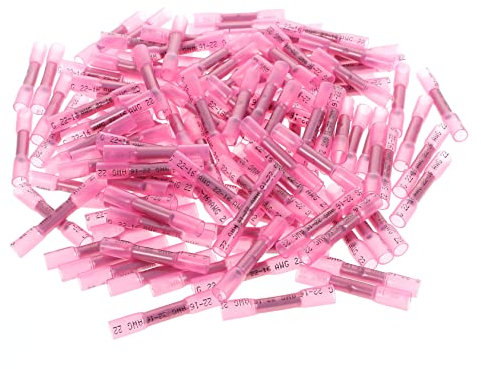 Housoutil 200pcs Heat Shrink Butt Connectors Insulated Wire Terminals Electrical Crimp Connectors Automotive Leakproof
