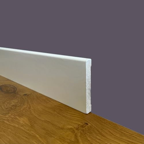 Battiscopa PREMIUM in legno MASSELLO squadrato 70x10 laccato bianco liscio (prezzo al metro)