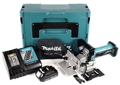 Makita DPJ 180 RY1J Fraise à rainurer avec batterie Li-ion 18 V dans Makpac + 1 batterie 1,5 Ah + chargeur
