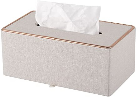 XNONE Kosmetiktücherboxen Leder Taschentücher Box,Rechteckig Taschentuchbox mit Magnetabdeckung,Tissue Box Holder für Esszimmer Badezimmer Schlafzimmer Büro Couchtisch Auto Dekor,Beige