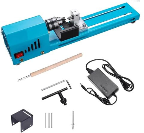 Mini Tour à Bois polisseuse de Bricolage 12 V-24 V 150 W modèle en Bois Faisant Un Outil de fraisage de Forage Petit Tour en métal pour la Gravure et Le meulage du Bois St