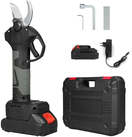 Sécateur Électrique 21V, sécateurs électriques 2 batteries 2000mAh, sécateurs de jardin, diamètre de coupe 30mm, peuvent être utilisés dans divers jardins, ermes, grands pâturages, vergers, serres