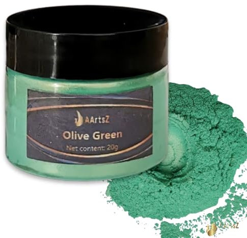 Epoxy Resin Color Metallic (Olive Green) 20g Jar, AArtsZ Mica Powder Powder, Epoxy Resin Color, Pigment, Color Pigments, Pigment Powder Colors for Cosmetic Quality, Level Lip Gloss, Soap Colors
