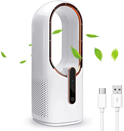 Knadgbft Ventilateur de bureau, ventilateur de table USB sans pales de 30 cm avec contrôle tactile, 3 vitesses de refroidissement, ventilateur personnel pour chambre à coucher et bureau