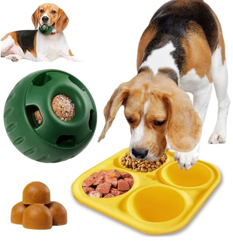 DKIIL NOIYB Schleckball Hunde, Pupsicle Hunde Kauspielzeug, Wiederverwendbares Hundefutterspender Befüllbares Treat Holder, Interaktives Hundespielzeug Hunde Ängste Lindern