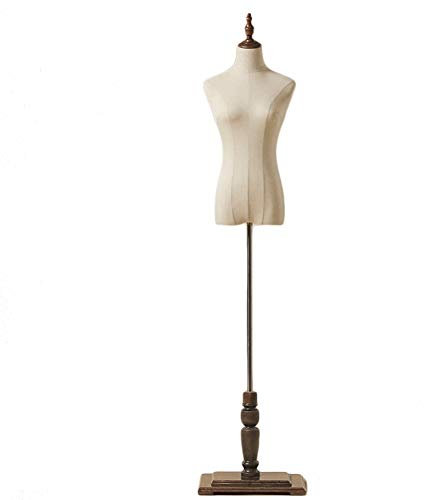 Verbesserte weibliche Kleiderform, Mannequin-Torso-Körperpuppe, höhenverstellbar mit Holzständer, Modell-Kleidungsformen für die Kleiderpräsentation (Farbe: mit Armen, Größe: S) interessant (ohne Ar