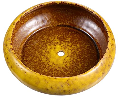 Gogogmee Maceta y Boca Ancha Drenaje Retro de Cerámica para Suculentas | Color Amarillo, Estilo Artístico, para Mesa y Oficina, Contenedor para Planta