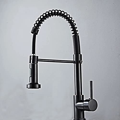 KXQYIKYI Kitchen Tap, 360°Rotating Single Hole Single Handle Control Full Copper Faucet, Pull-Out Dual-Mode Water Flow, Hot and Cold Mix Low Pressure Faucet, Spout Height 110 Mm (4.3 in)