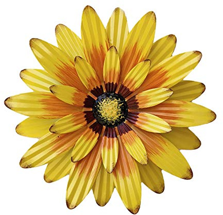 Yolispa Metal Flower Wall Decor, Metal Sunflower Wall Decor Outdoor Indoor, 3 Layer Petal Design, Floral Hanging Sculpture for Living Room Courtyard Winter Fence Decor