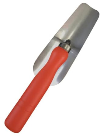 LOVIVER Eck-Trockenbaukelle, Verputzkelle, gebogenes Bauwerkzeug, Glättekelle zum Verfugen von Gipskartonplatten, Stuck, Zement, Roter Edelstahl