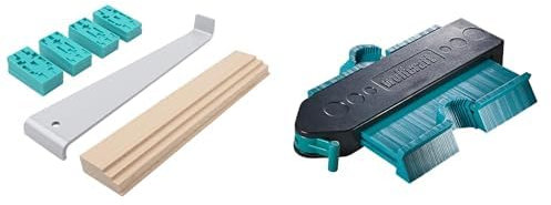 Lot de Kit de Pose de Sols Stratifiés - Cale de frappe Tire-lame et Cales pour Joints de Dilatation + Copieur de Contour Verrouillable, Jauge de Contour, Copieur de Forme