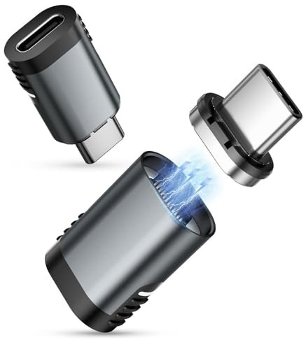 LUIRSAY 2 Pack USB C Magnet Adapter, 24Pin USB4 Stecker zu Buchsen Adapter 240W 48V/5A, 8k@60Hz Videoübertragung, 40 Gbps Datenübertragung, Kompatibel mit Thunderbolt 3/4 für MacBook Pro/Air