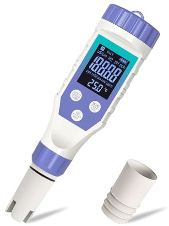 YIYEGO Vattentestare, 7-i-1 H2 TMEP EC TDS ORP SALE pH-Metro för hydrogenerade vattenflaskor, digital TDS-mätare för dricksvattentestning, filtrerat vatten, pH-mätare för juice