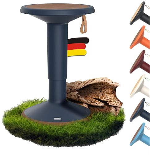 Interstuhl UPis1 - ergonomischer Sitzhocker mit Schwingeffekt - höhenverstellbar - Hocker mit rutschhemmender Standfläche & Kippschutz - Bürohocker (ECO Stahlblau, ECO UP Sitzhocker)