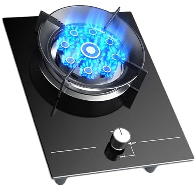Gaskochfeld Mit 1 Brenner,Tragbarer Gasherd,5,2 KW Neun-Hohlraum-Hochfeuer,Gas-/LP-Gas-Umrüstherd,Mit Flammendurchschlagschutz,Für Die Küche Zu Hause(LPG)