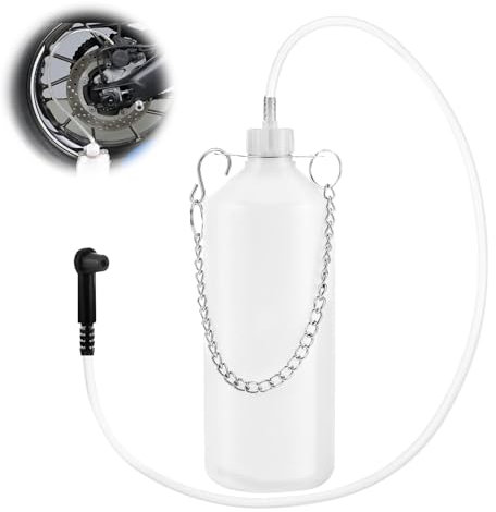 Depósito de líquido de frenos de 1 L, dispositivo de purga de frenos, dispositivo de purga de líquido de frenos, purgador de frenos con manguera de 60 cm y adaptador de goma universal, recolección de