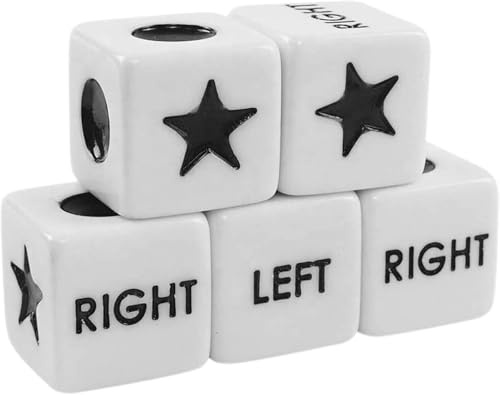 5Pcs Left Right Center Dice Six Sided 16mm Standard Size Acrylic Dice Easy to Grip Game Dice Games Standard Game Dice Dice Games