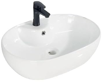 Lavandino Da Appoggio Lavabo artistico semplice di grandi dimensioni ovale con foro singolo, balcone di casa, bagno, in ceramica, sopra lavabo da appoggio Lavabo Da Bagno