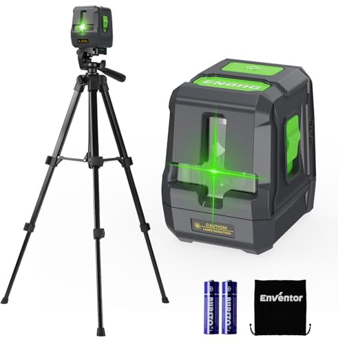 ENVENTOR Niveau Laser Vert 25M, Laser Croix Autonivelant, Modes Manuel et Autonivelant, 360° Laser Rotatif avec Support Magnétique, IP54, Boîtier de Protection, 2 * Batteries AA, 1 x Trépied