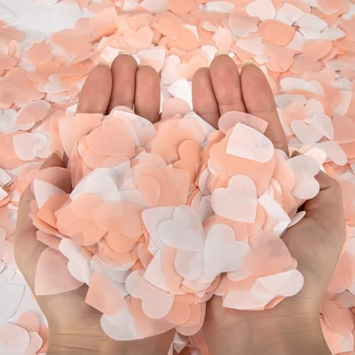 Milifox Konfetti Geburtstag,10000 Stück Konfetti Biologisch Abbaubar,100g Hochzeitskonfetti,Geeignet für Geburtstagsdekorationen,Hochzeiten,Jubiläumsfeiern,Weiß und Rosa Herzform
