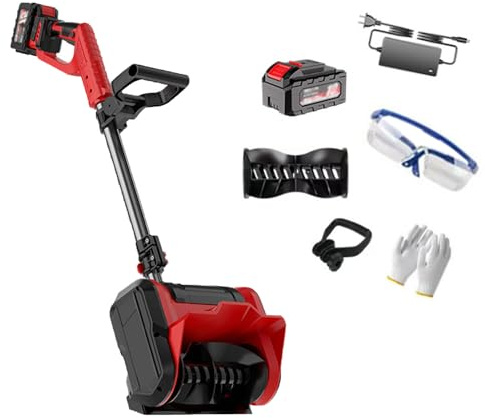 Pala Da Neve Elettrica Senza Fili, Spazzaneve Da 1200 W, Gittata Di Lancio Di 6 M, Spazzola A Rullo in ABS + Maniglia Ausiliaria Regolabile A 180°, Per Patio, Parco Giochi, Fattoria,A