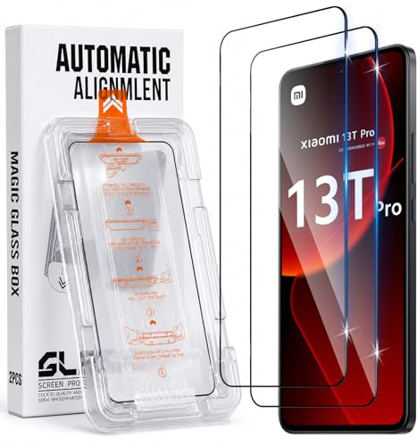 Xunzii 2 Piezas Protector de Pantalla para Xiaomi 13T/13T Pro, [Autoalineación] Cristal Templado, 9H Dureza 0.33mm HD Sensibilidad Resistente a Arañazos Vidrio Templado