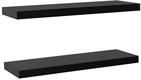 Todiikf 2er Set Schweberegal Schwarz 100x20x3,8 cm Wandregal aus MDF Wandboard mit unsichtbarer Halterung für Wohnzimmer Büro Modernes Hängeregal zur Aufbewahrung von Dekoration und Büchern
