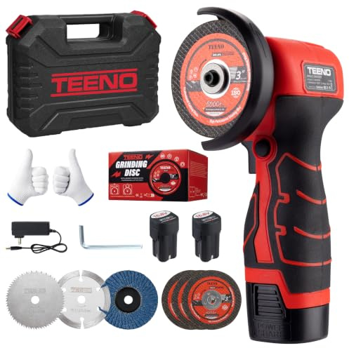 TEENO Mini Smerigliatrice Angolare Senza Fili 76 mm, 19.500 giri/min, 2 Batterie
