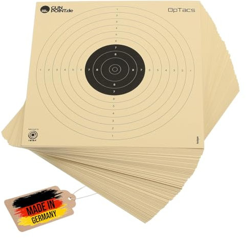 250 Stück OpTacs - Luftpistolenscheiben 17 x 17 cm - Zielscheibe Luftgewehr Luftpistole Schießscheibe Training und Wettkampf BDS ISFF Wettkampfscheiben