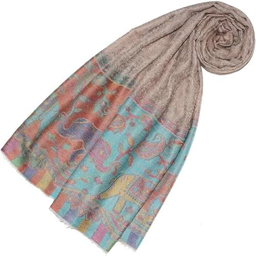 Lorenzo Cana Luxus Pashmina Schal Schaltuch 100% Kaschmir Kaschmirschal Kaschmirtuch Damenschal Gewebt Mehrfarbig, Paisleymuster-beige-mehrfarbig, 70 x 200 cm