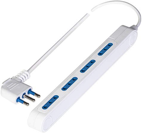 Poly Pool PP2520 Presa Multipla Spaziozero con Spina e 4 Prese 10 A Piccole 1,5 m Cavo Ingombro Ridotto, Bianca